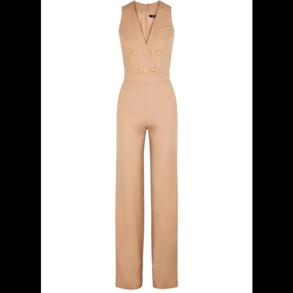 Balmain Pants - Balmain beige jumpsuit jumper gold buttons onesie sz 40